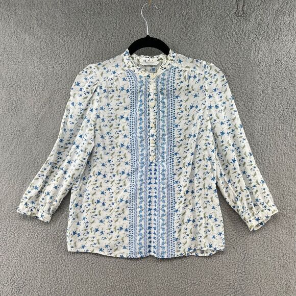 Lucky Brand Megan Floral Popover Shirt Cottagecore prairie Size Small - Picture 2 of 10